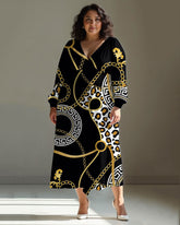 Women Casual Elegant Luxury Leopard Print Wrap Midi Dress